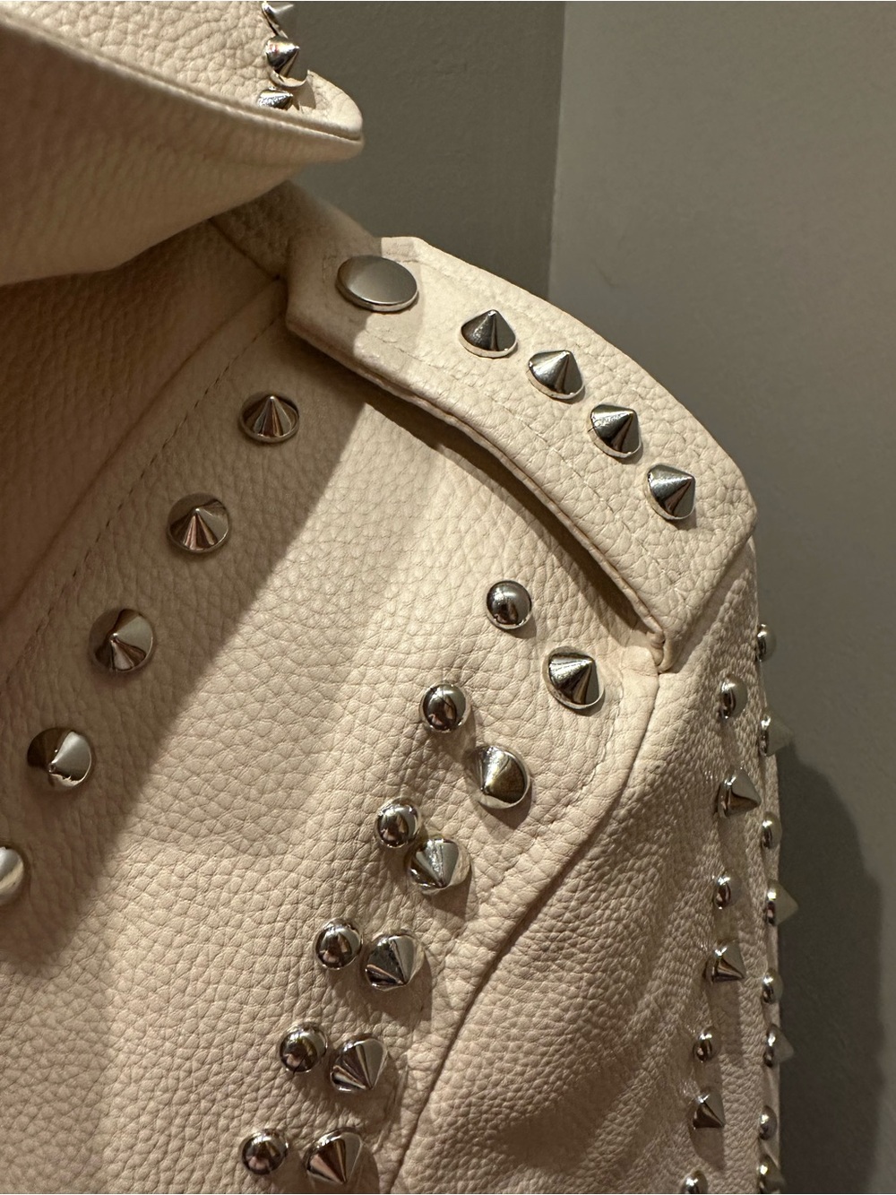 Azalea Wang Studded Cream Leather Moto Jacket — NWOT - Picture 5 of 14
